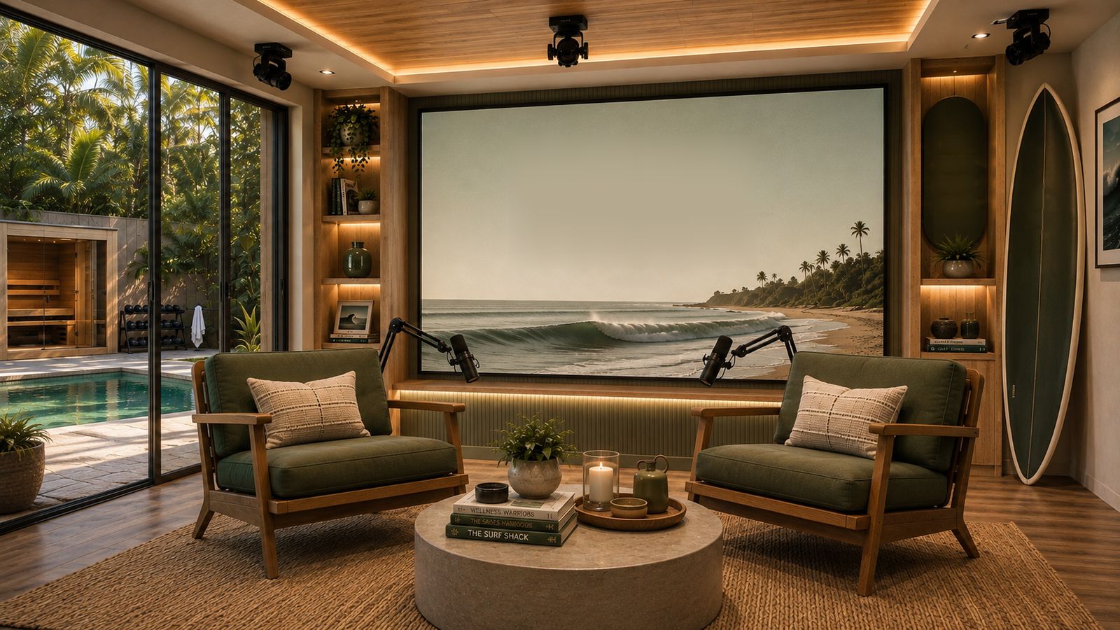 A Studio by EVRYBDY install rendered inside a wellness club